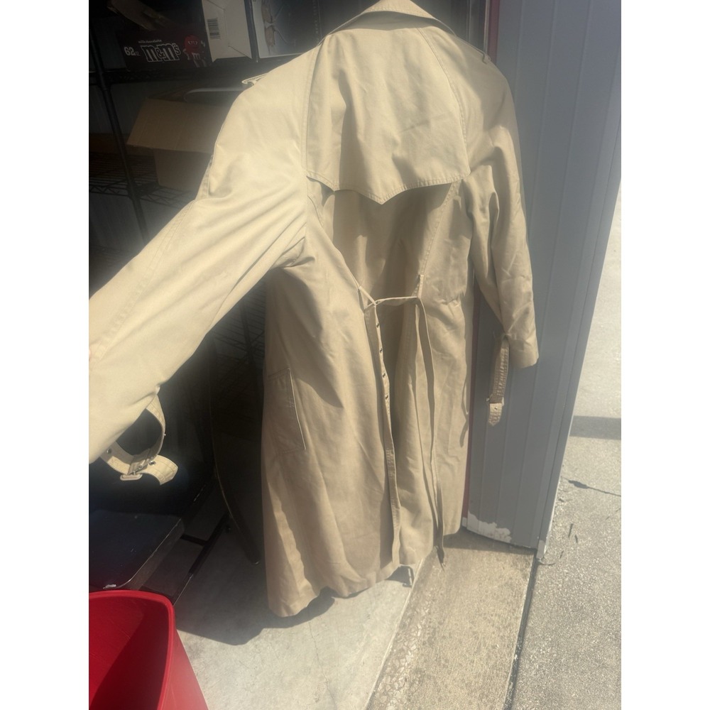 Vintage Ariston Trench Coat Womens 16 Tan Plaid Lined Belted Korea Raincoat - Picture 7 of 10